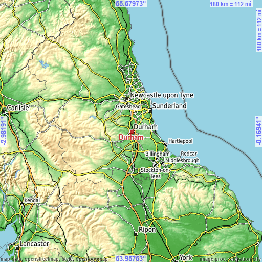 Topographic map of Durham