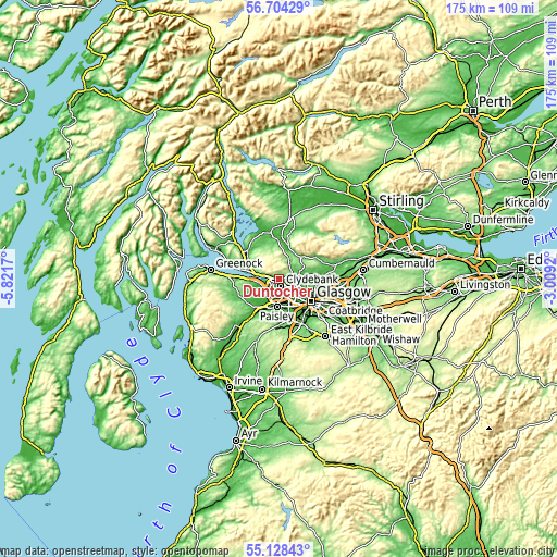 Topographic map of Duntocher