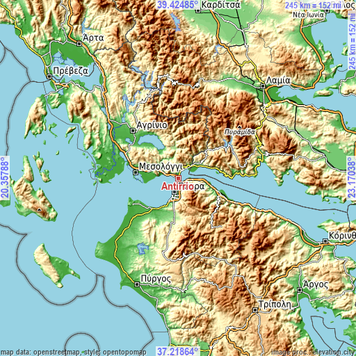 Topographic map of Antirrio