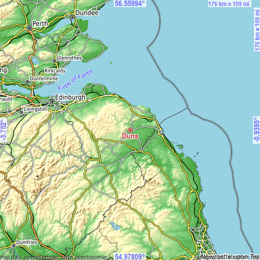 Topographic map of Duns