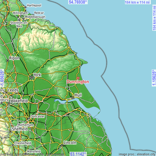 Topographic map of Dunnington