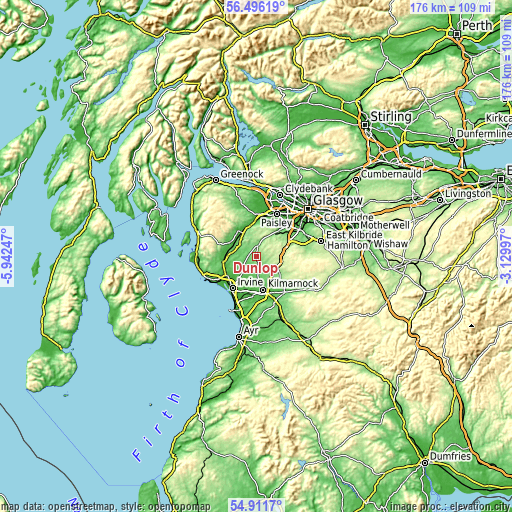 Topographic map of Dunlop