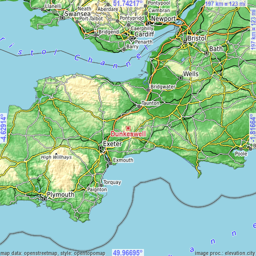 Topographic map of Dunkeswell