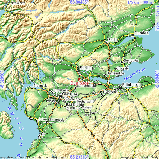 Topographic map of Dunipace