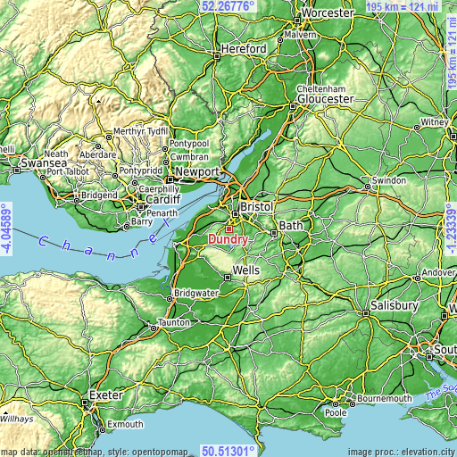 Topographic map of Dundry