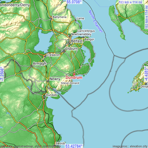 Topographic map of Dundrum