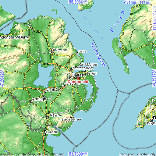 Topographic map of Dundonald