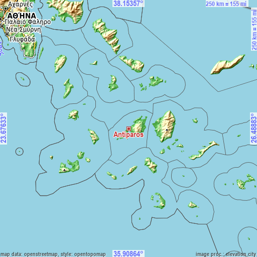 Topographic map of Antíparos