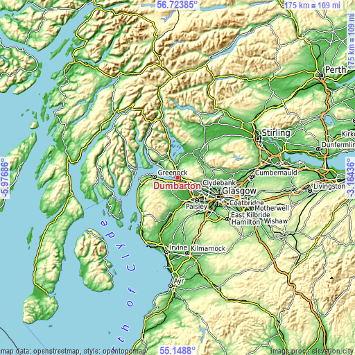 Topographic map of Dumbarton