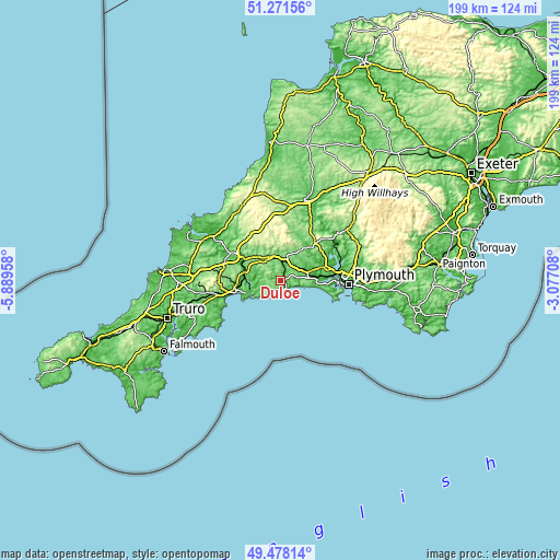 Topographic map of Duloe