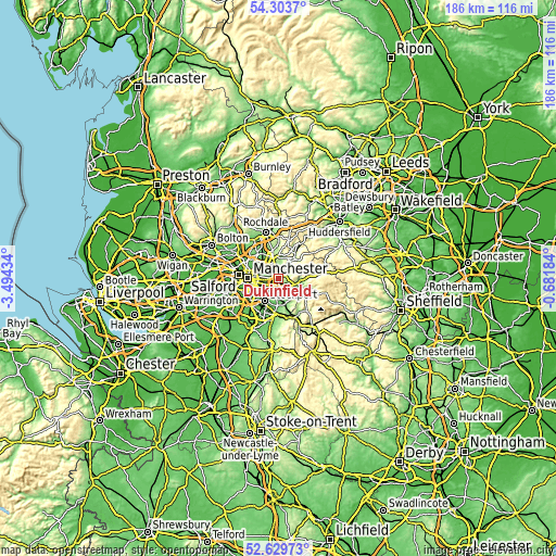 Topographic map of Dukinfield