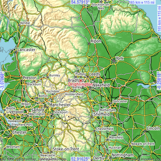 Topographic map of Drighlington