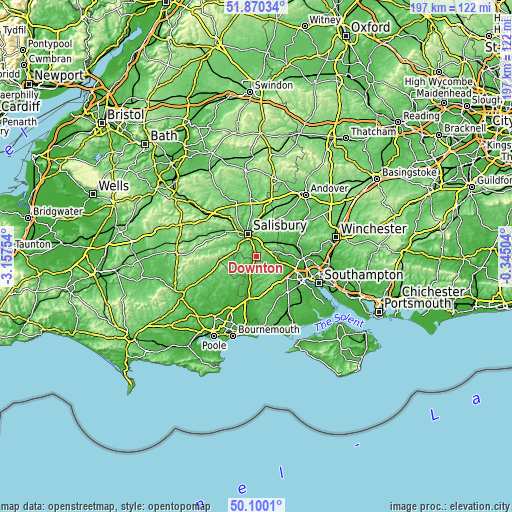 Topographic map of Downton