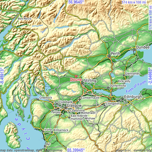 Topographic map of Doune