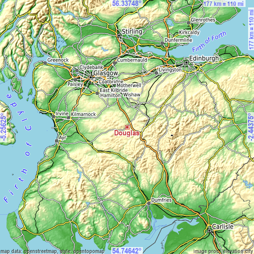 Topographic map of Douglas