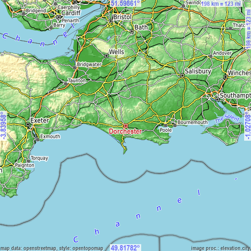 Topographic map of Dorchester