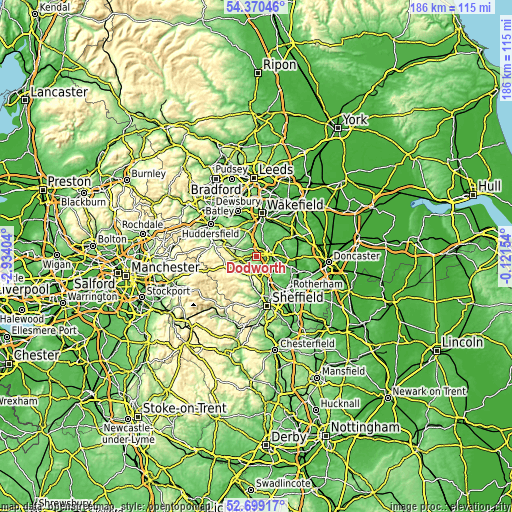 Topographic map of Dodworth