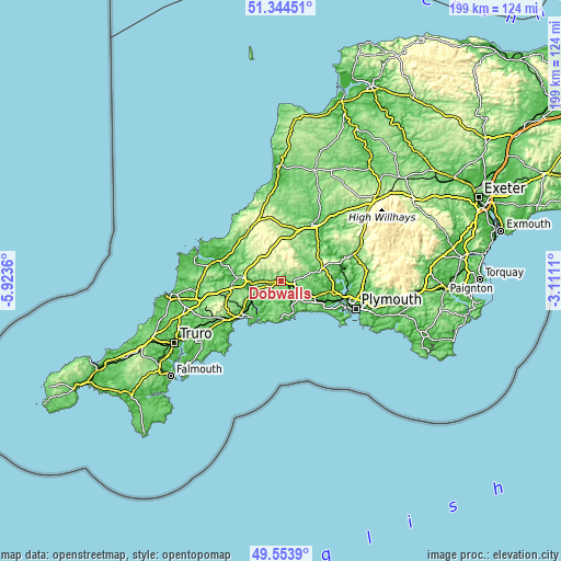 Topographic map of Dobwalls