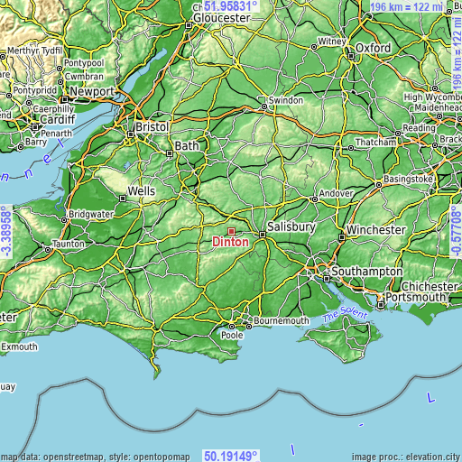 Topographic map of Dinton