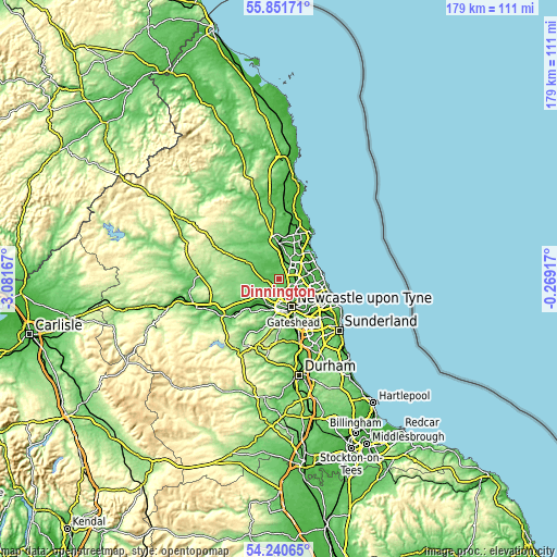 Topographic map of Dinnington