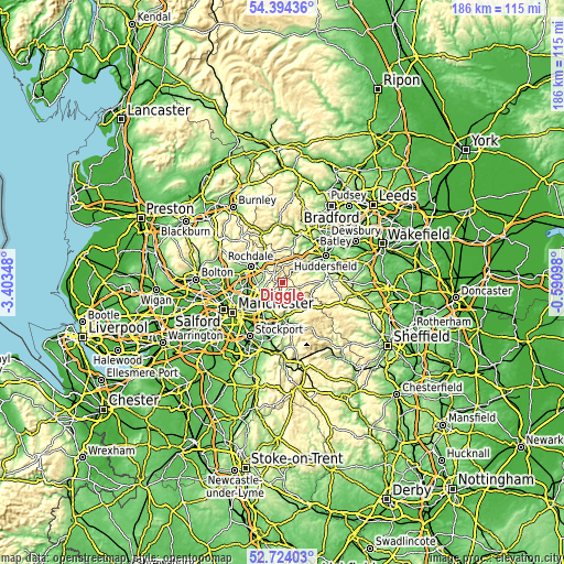 Topographic map of Diggle
