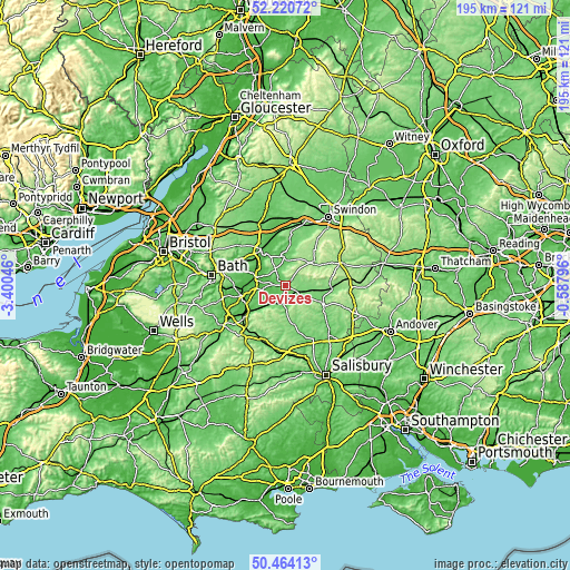 Topographic map of Devizes