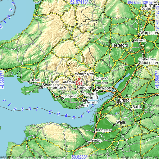 Topographic map of Deri