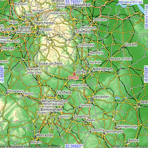 Topographic map of Derby