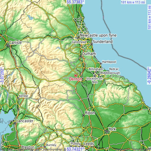 Topographic map of Denton