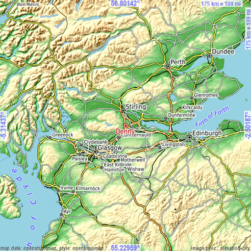 Topographic map of Denny