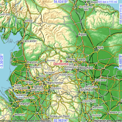 Topographic map of Denholme
