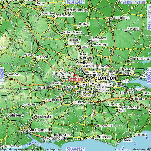 Topographic map of Denham
