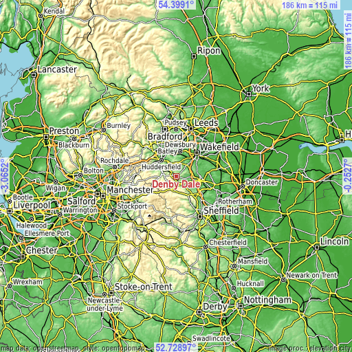 Topographic map of Denby Dale
