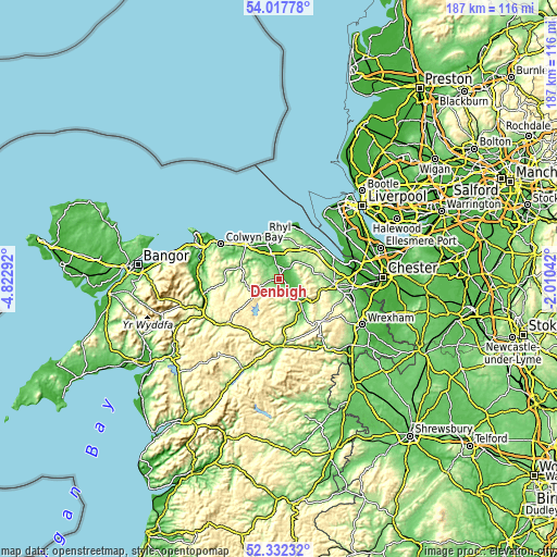 Topographic map of Denbigh