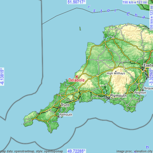 Topographic map of Delabole