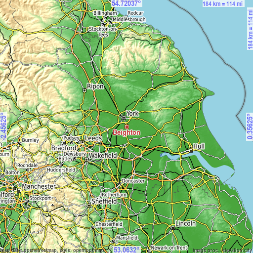 Topographic map of Deighton