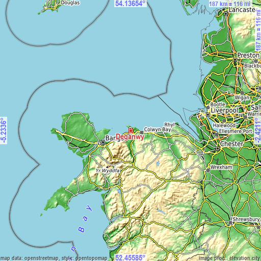 Topographic map of Deganwy