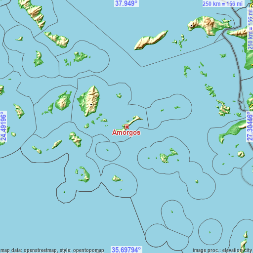 Topographic map of Amorgós