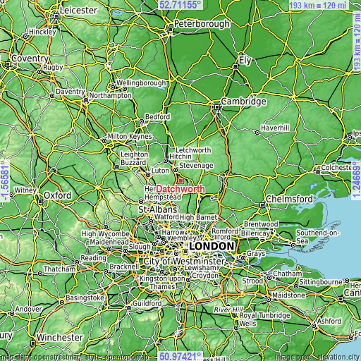 Topographic map of Datchworth