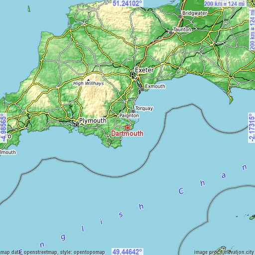 Topographic map of Dartmouth