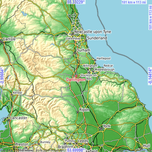 Topographic map of Darlington