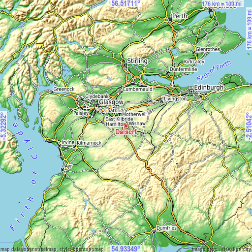 Topographic map of Dalserf