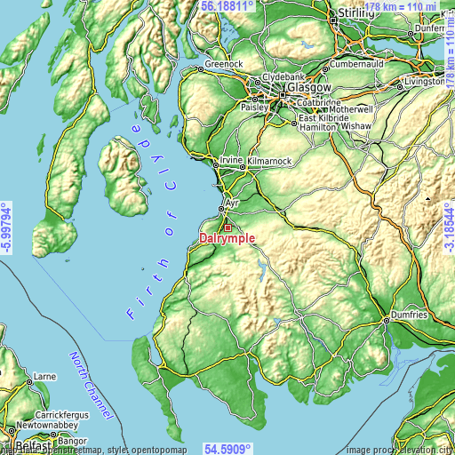 Topographic map of Dalrymple