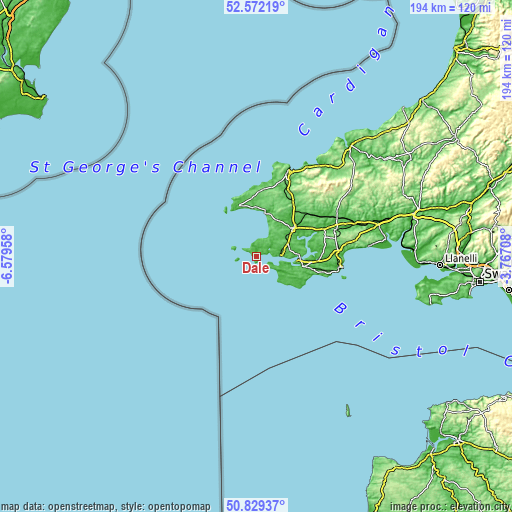 Topographic map of Dale