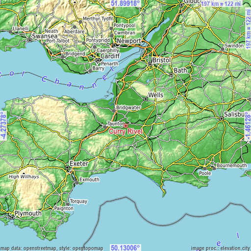 Topographic map of Curry Rivel