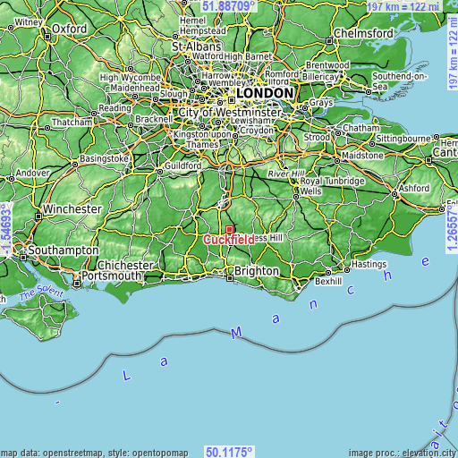 Topographic map of Cuckfield