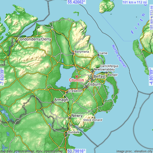 Topographic map of Crumlin