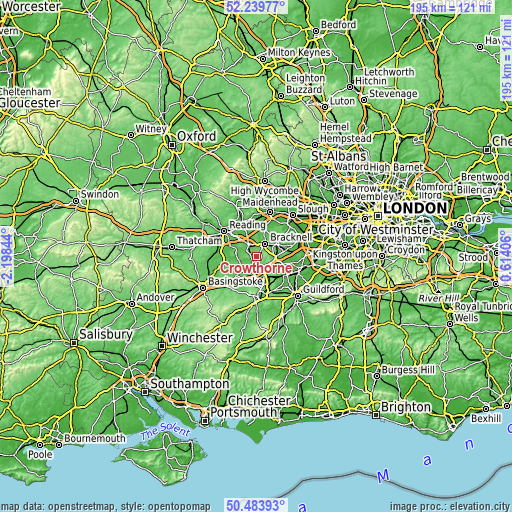 Topographic map of Crowthorne