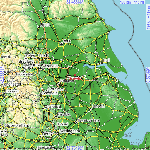 Topographic map of Crowle