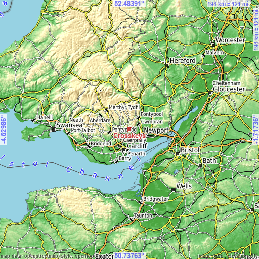 Topographic map of Crosskeys